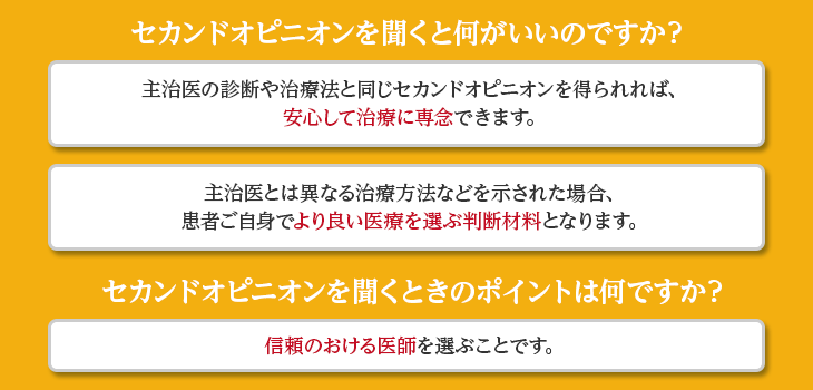 セカンドオピニオンを聞くと何がいいのですか? セカンドオピニオンを聞くときのポイントは何ですか?