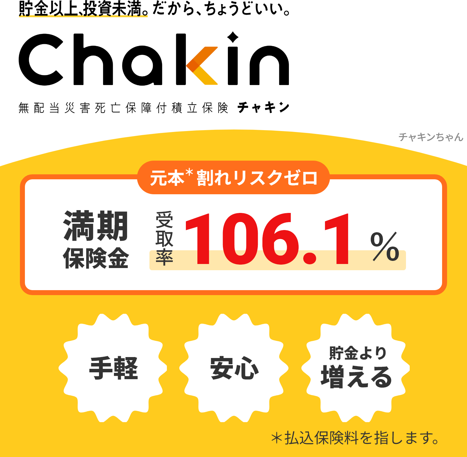 貯金以上、投資未満。だからちょうどいい。無配当災害死亡保険付積立保険Chakin