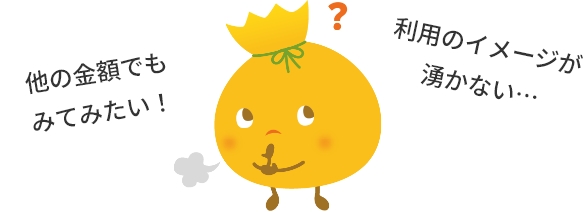 他の金額でもみてみたい！利用のイメージが湧かない…